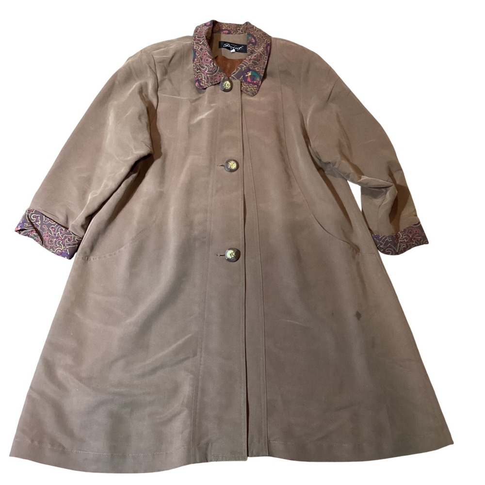POINT High‎ Fashion Women's Brown Paisley Collar Sleeve Trim Coat Size L
